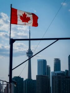 Immigration law and a Canadian flag